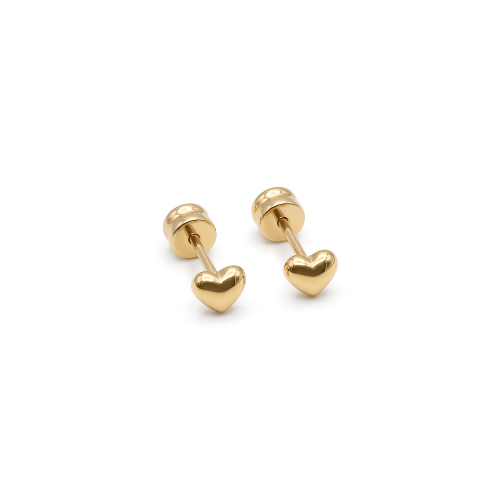 Studs de Acero con Relieve de Lazo y Corazón Pulidos