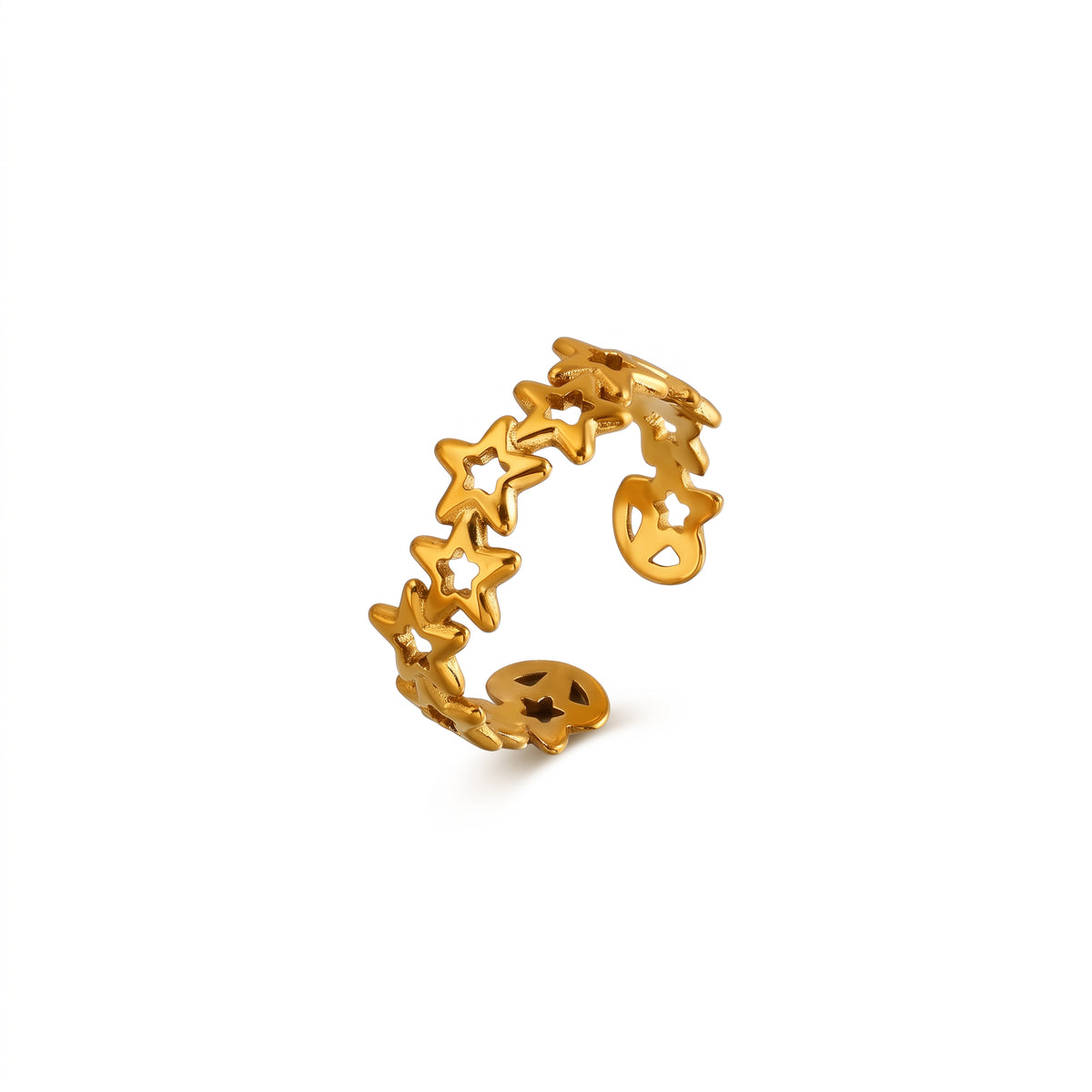 Anillo de Acero con Estrellas Caladas Apilable