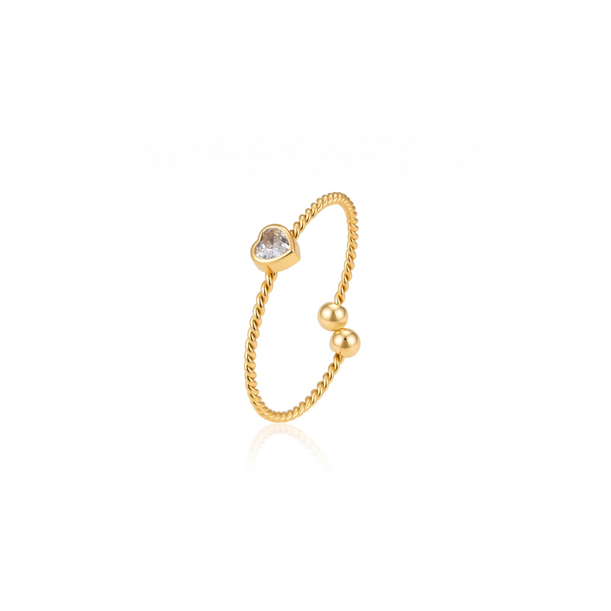 Anillo de Acero Trenzado con Corazón y Zirconia