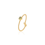 Anillo de Acero Trenzado con Corazón y Zirconia