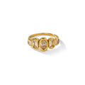 Anillo de Acero con Cinco Zirconias Engastadas en Oro