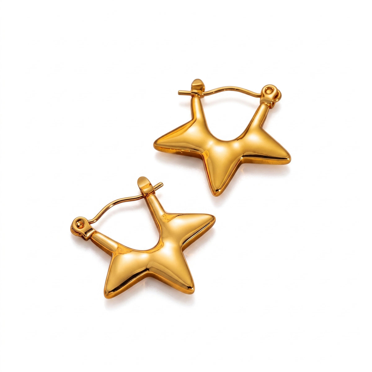 Argollas de Acero con Estrella Inflada en Dorado