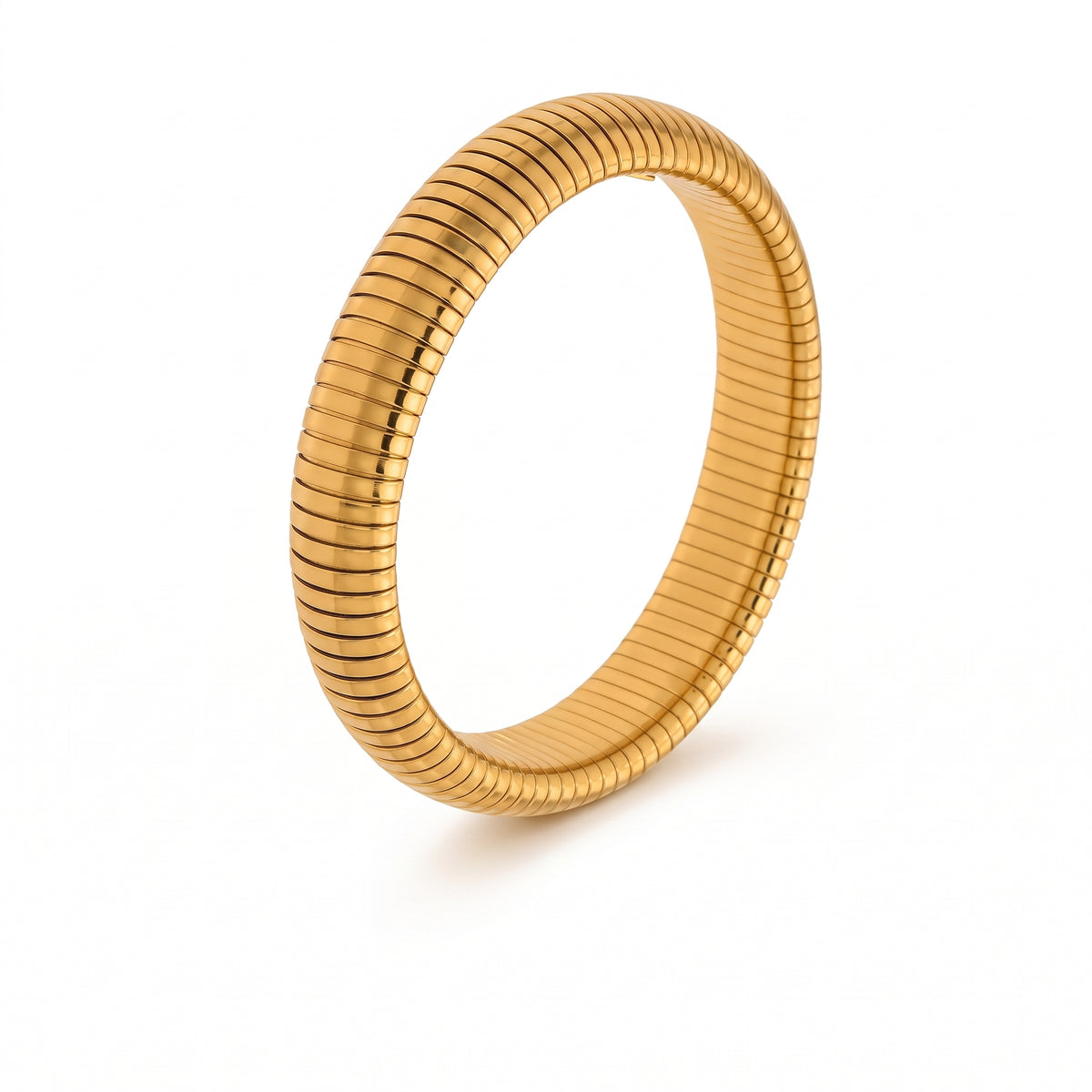 Brazalete de Acero con Textura Estriada Elástica