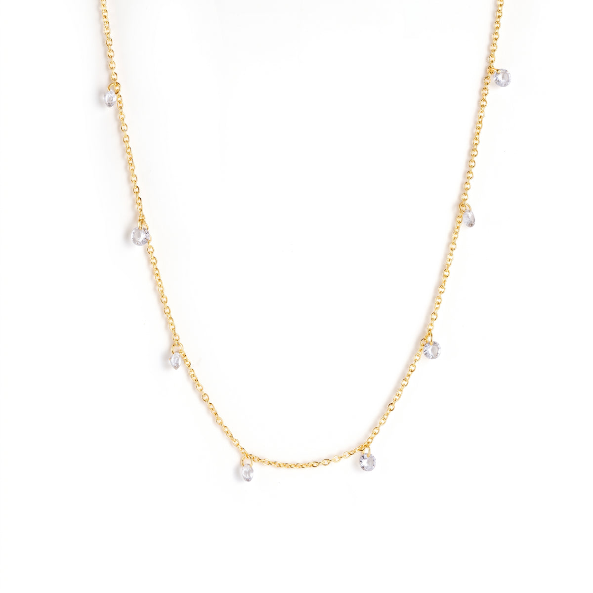 Collar de Plata con Zirconias Suspendidas en Cadena