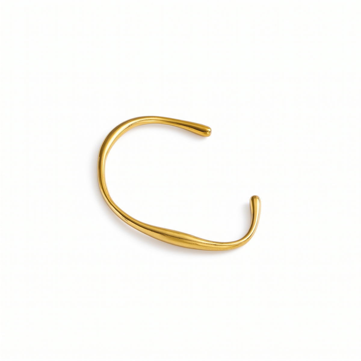 Brazalete de Acero Abierto Liso con Baño de Oro