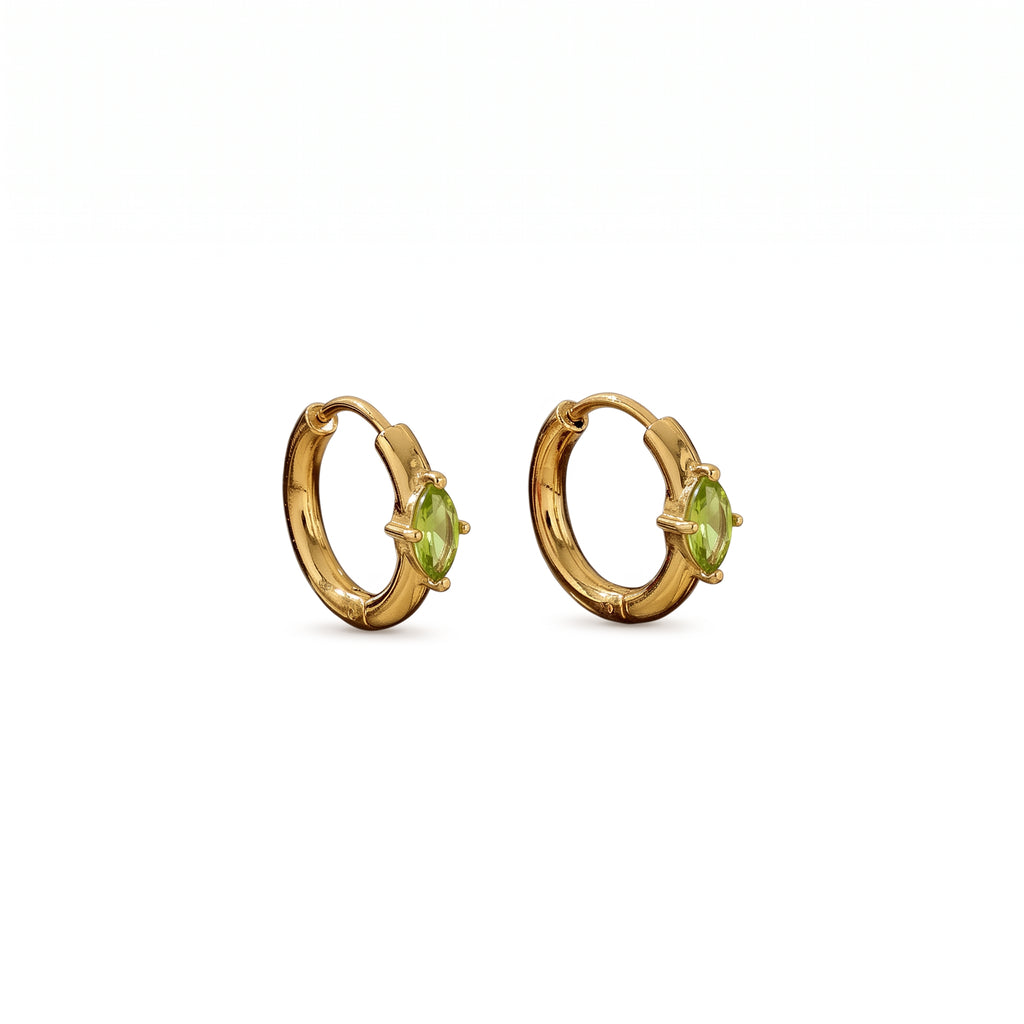 Argollas de Acero con Zirconia Marquesa Verde
