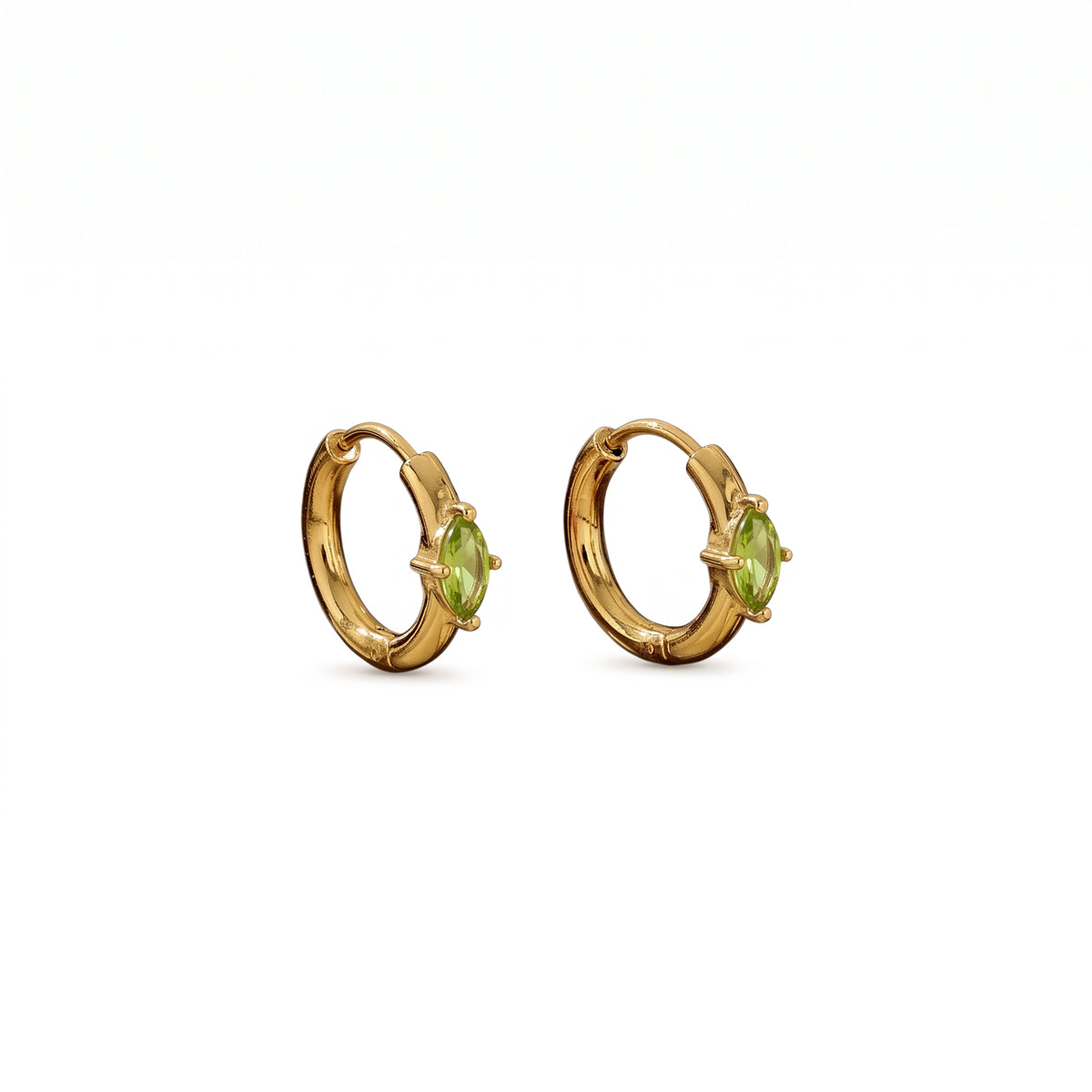 Argollas de Acero con Zirconia Marquesa Verde