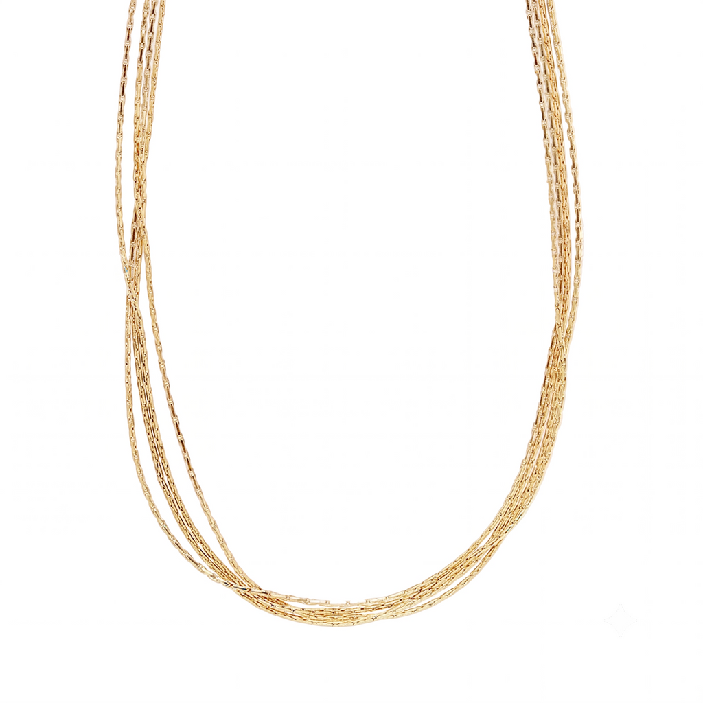Collar de Acero en Capas con Cadenas Texturizadas