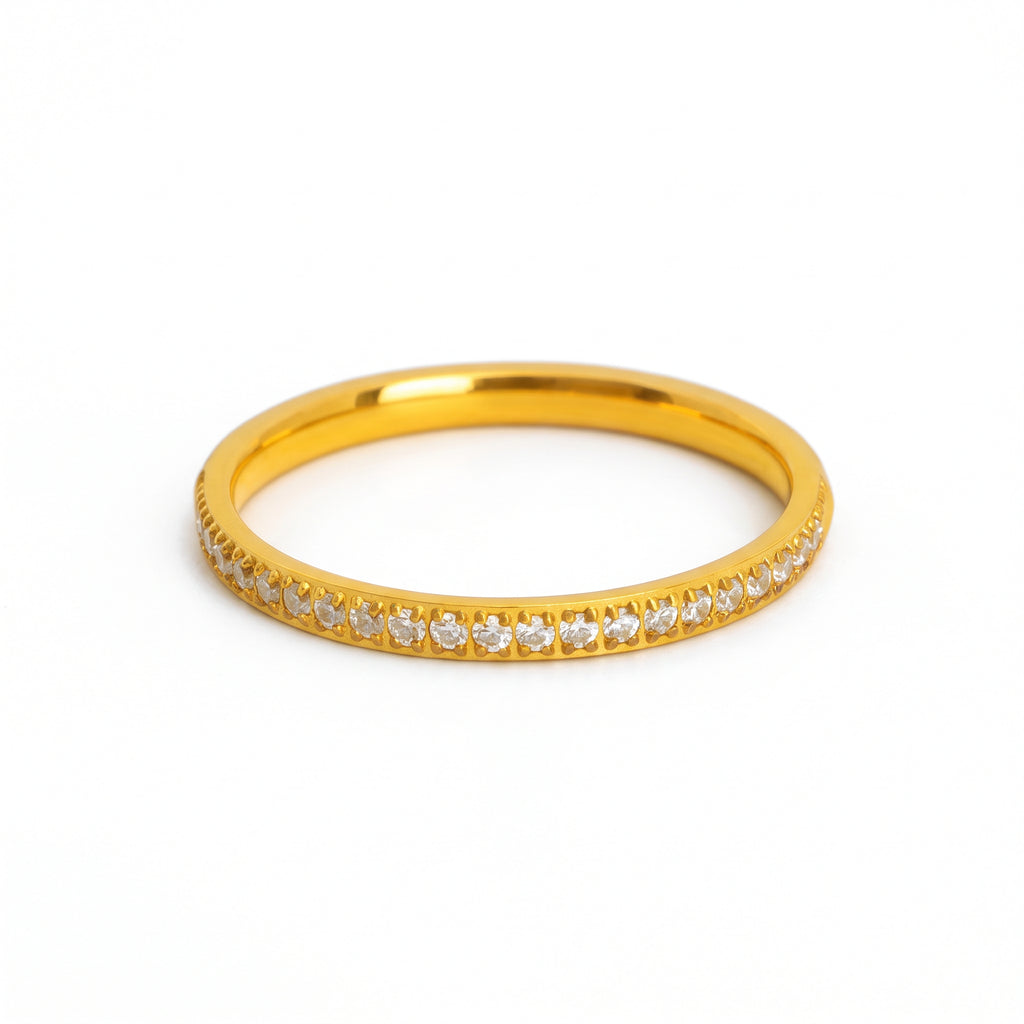 Anillo de Titanio con Zirconias en Media Banda