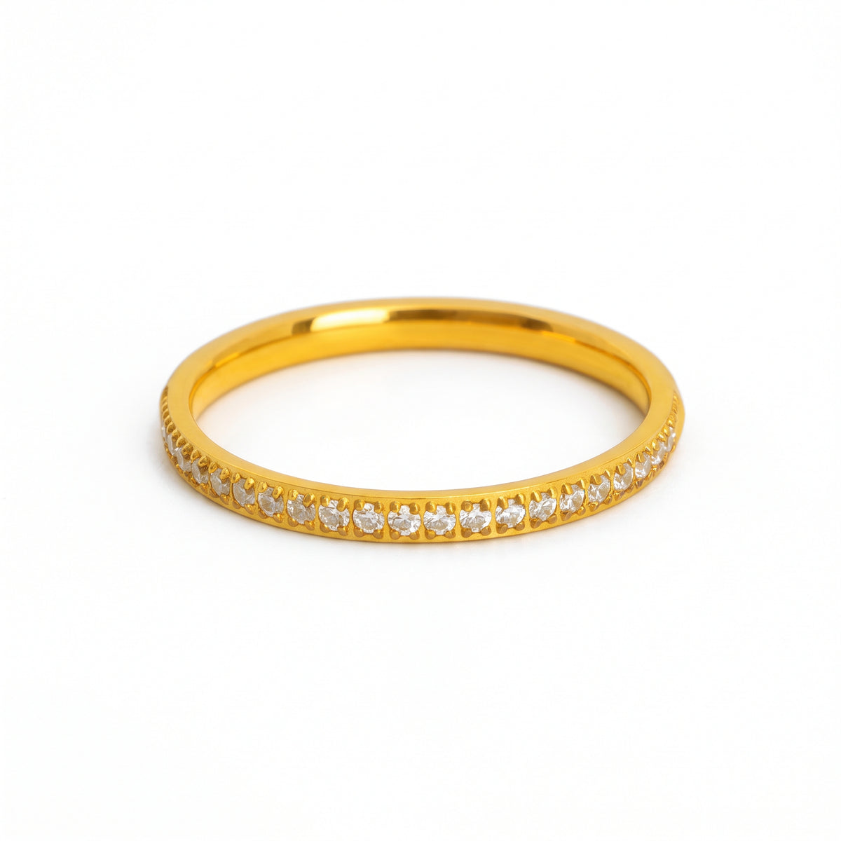 Anillo de Titanio con Zirconias en Media Banda