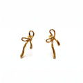 Aretes de Acero con Moño Pulido en Relieve