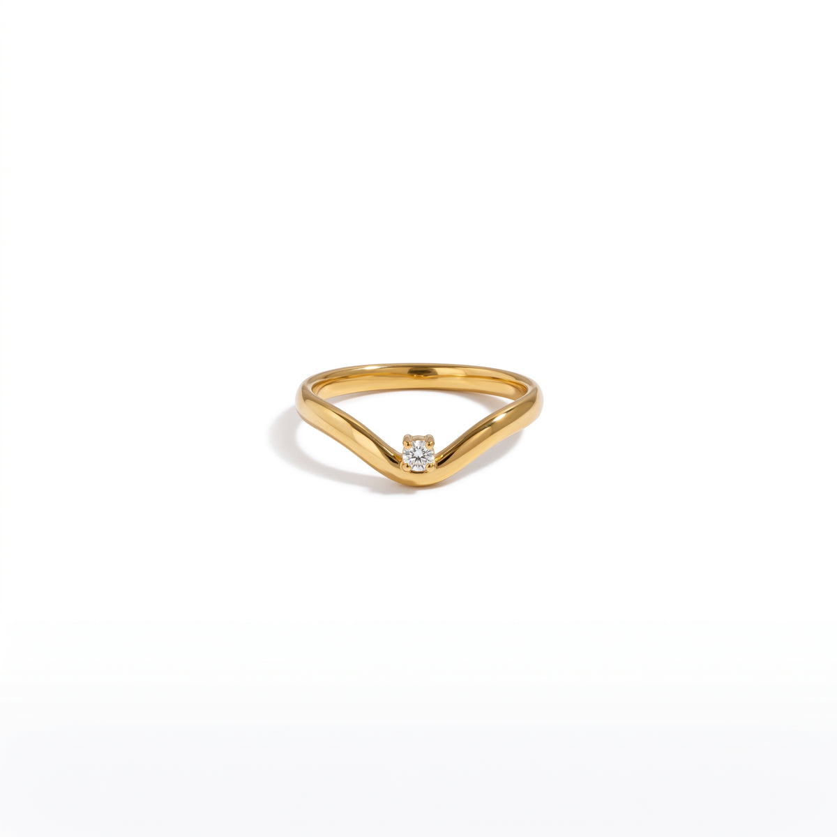 Anillo de Acero con Zirconia Solitaria en V