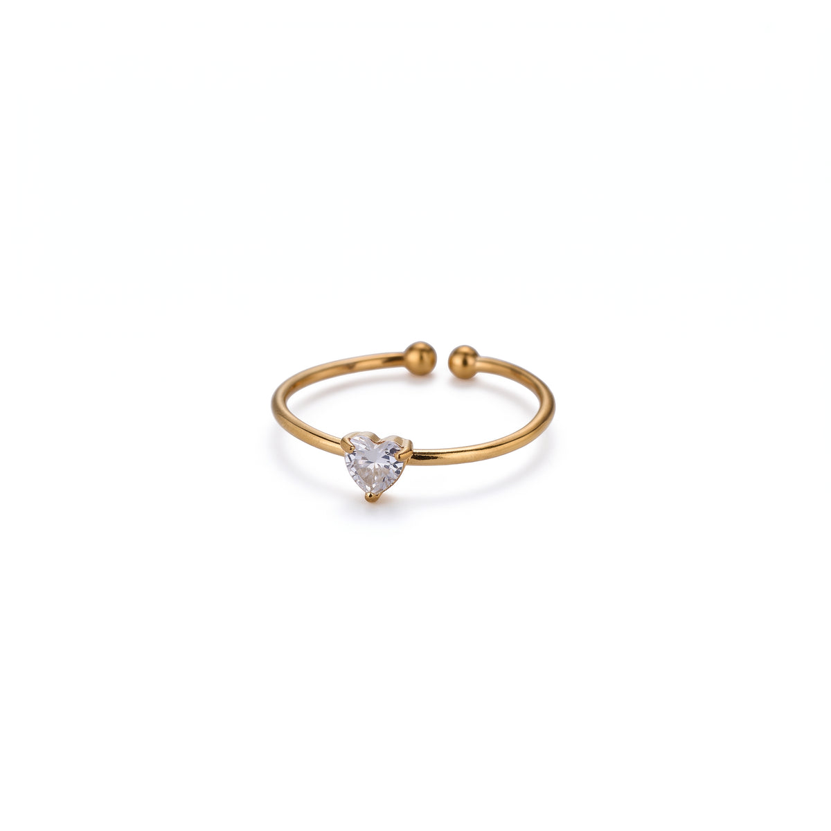 Anillo de Acero Ajustable con Zirconia en Corazón
