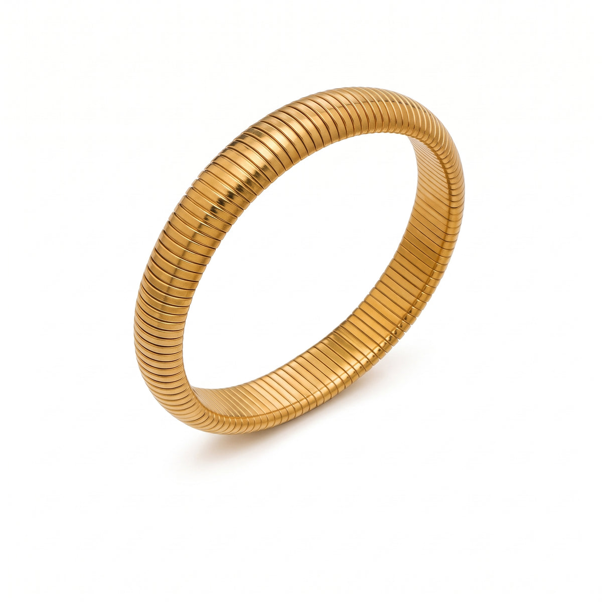 Brazalete de Acero con Textura Estriada Elástica