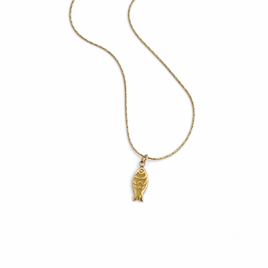 Collar de Acero con Dije de Pez