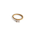Anillo de Acero con Zirconia Solitaria y Banda de Esferas