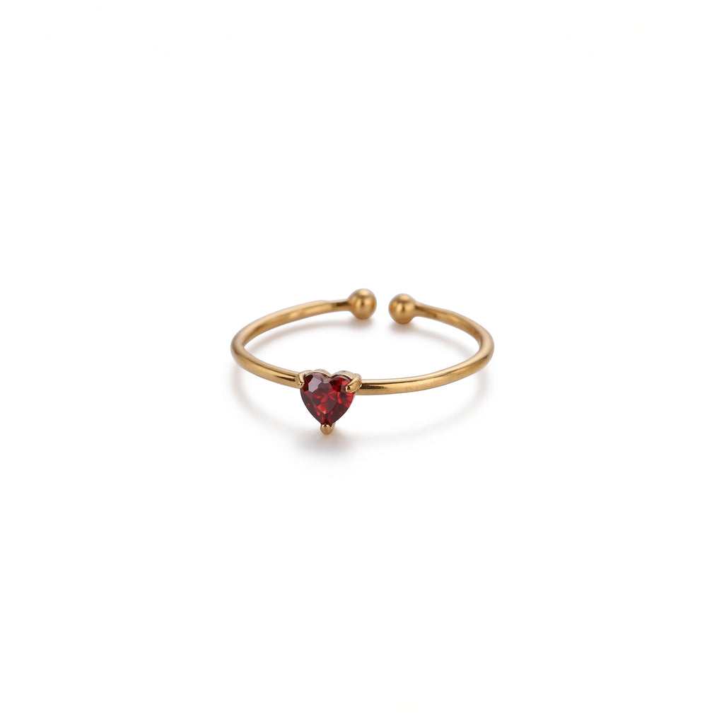 Anillo de Acero Ajustable con Zirconia en Corazón