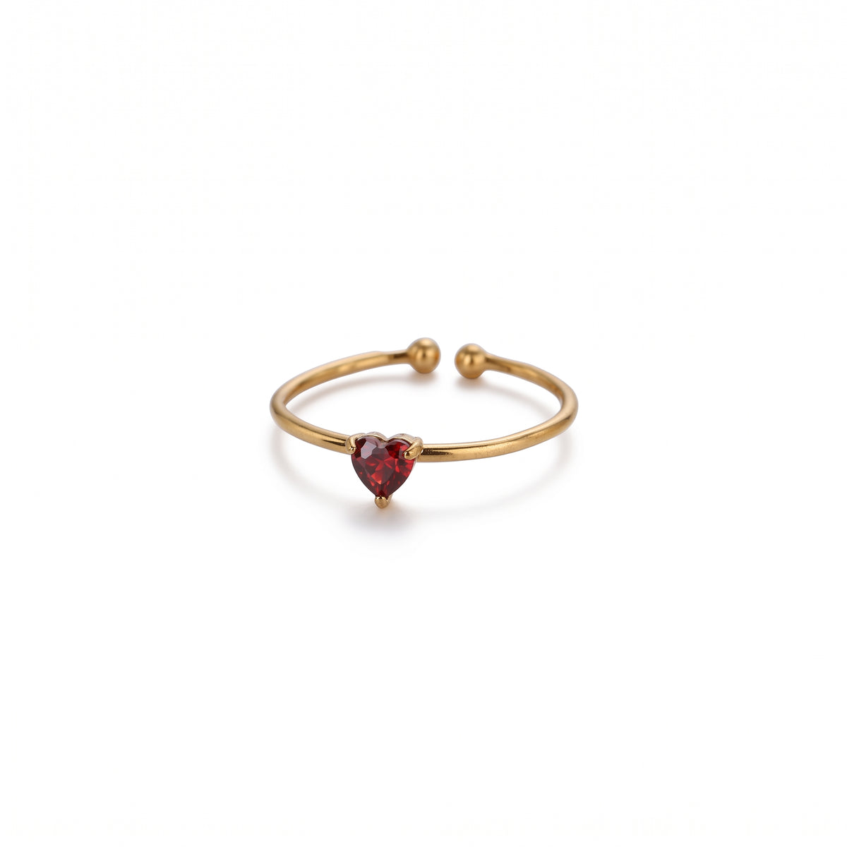 Anillo de Acero Ajustable con Zirconia en Corazón