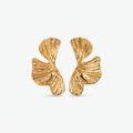 Aretes de Acero con Textura de Pétalo en Relieve