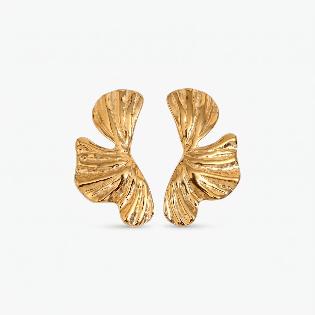 Aretes de Acero con Textura de Pétalo en Relieve