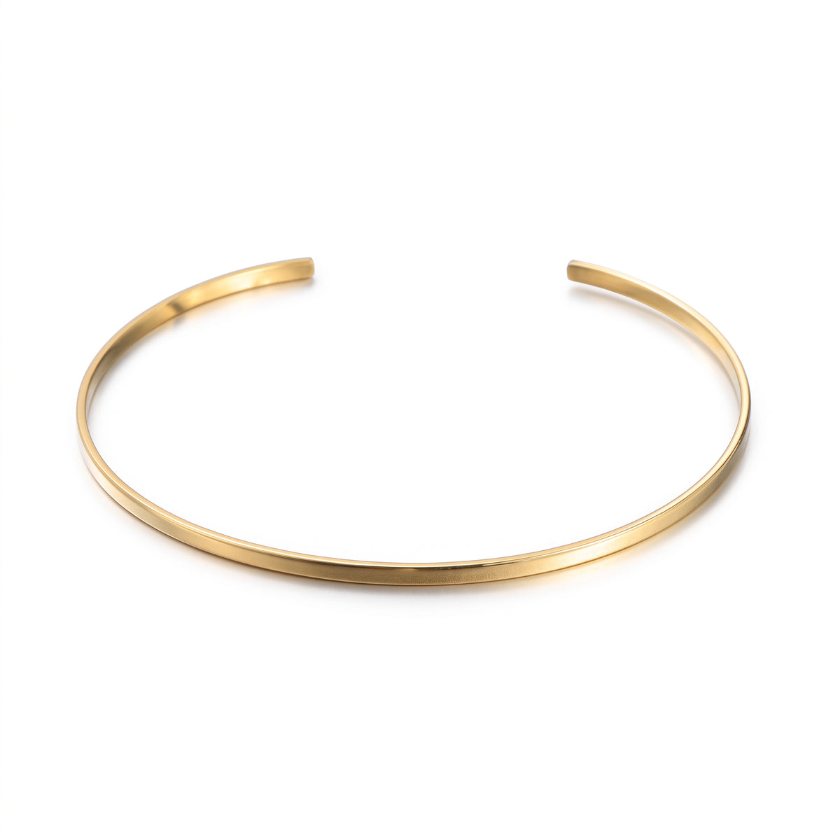 Brazalete de Acero Liso Abierto con Baño de Oro