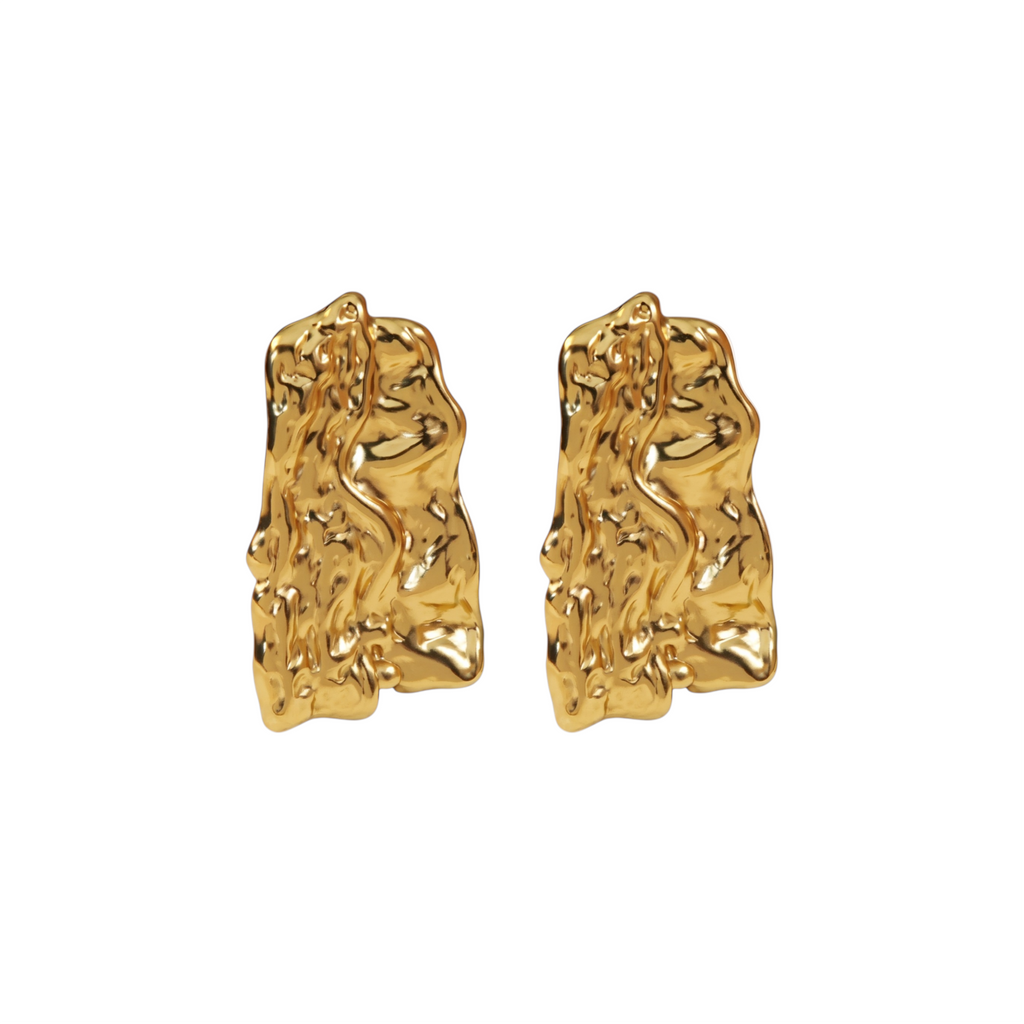 Aretes de Acero con Textura Irregular Dorada