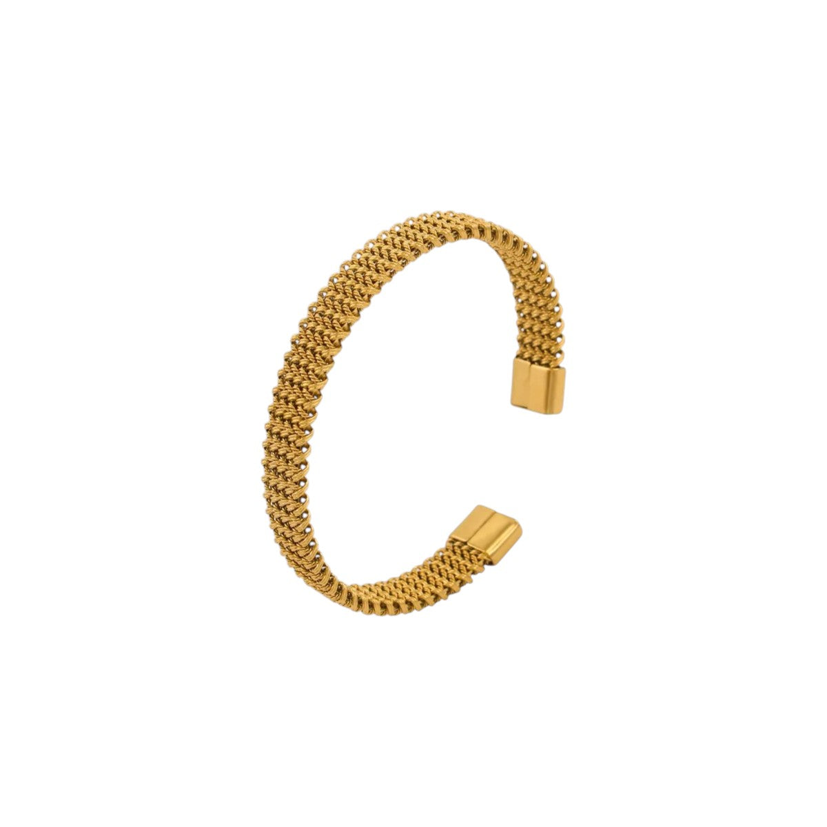 Brazalete de Titanio con Textura Trenzada en Malla