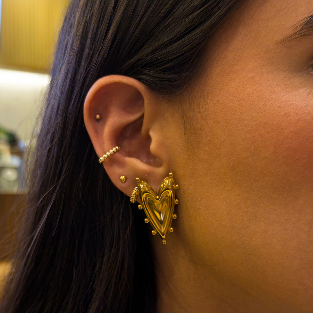 Aretes de Acero con Forma de Corazón