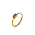 Anillo de Acero con Zirconia Rectangular Ámbar
