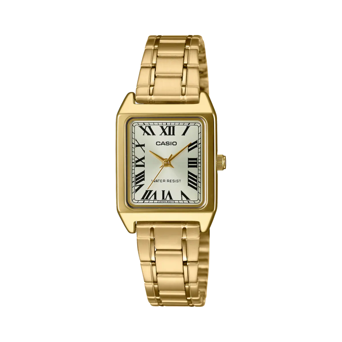 Reloj de acero dorado con esfera champagne