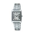 Reloj de acero plateado con esfera plateada
