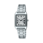 Reloj de acero plateado con esfera plateada