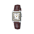 Reloj con correa de cuero negro y esfera dorada