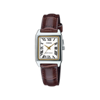 Reloj con correa de cuero negro y esfera dorada