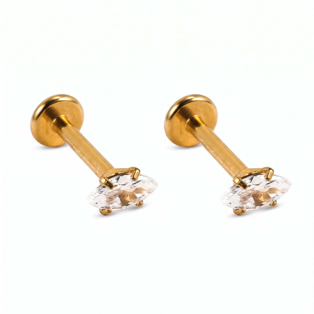 Piercing Labret de Acero con Zirconia Marquesa