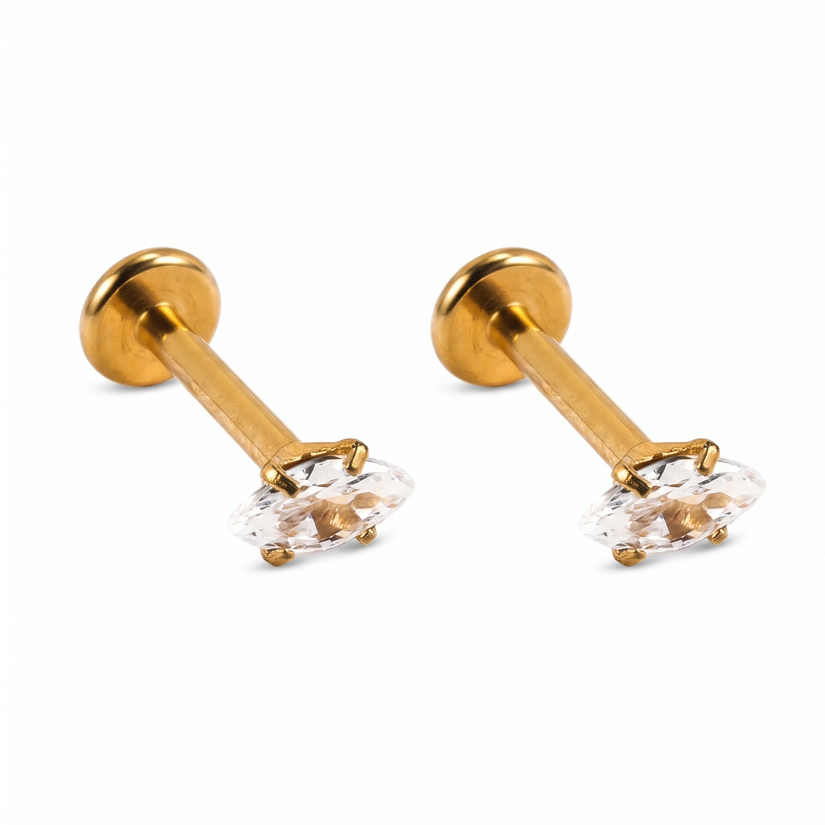 Piercing Labret de Acero con Zirconia Marquesa