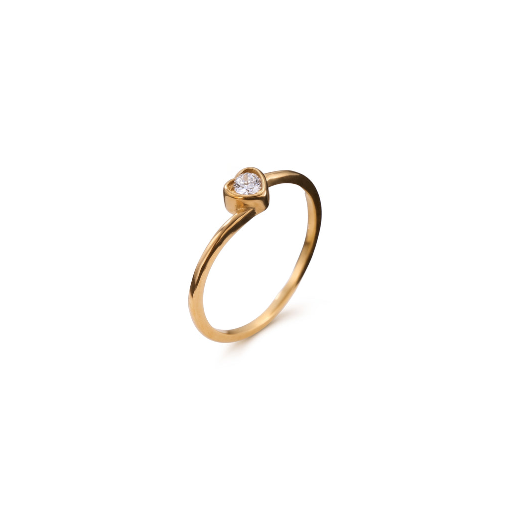Anillo de Acero con Corazón y Zirconia