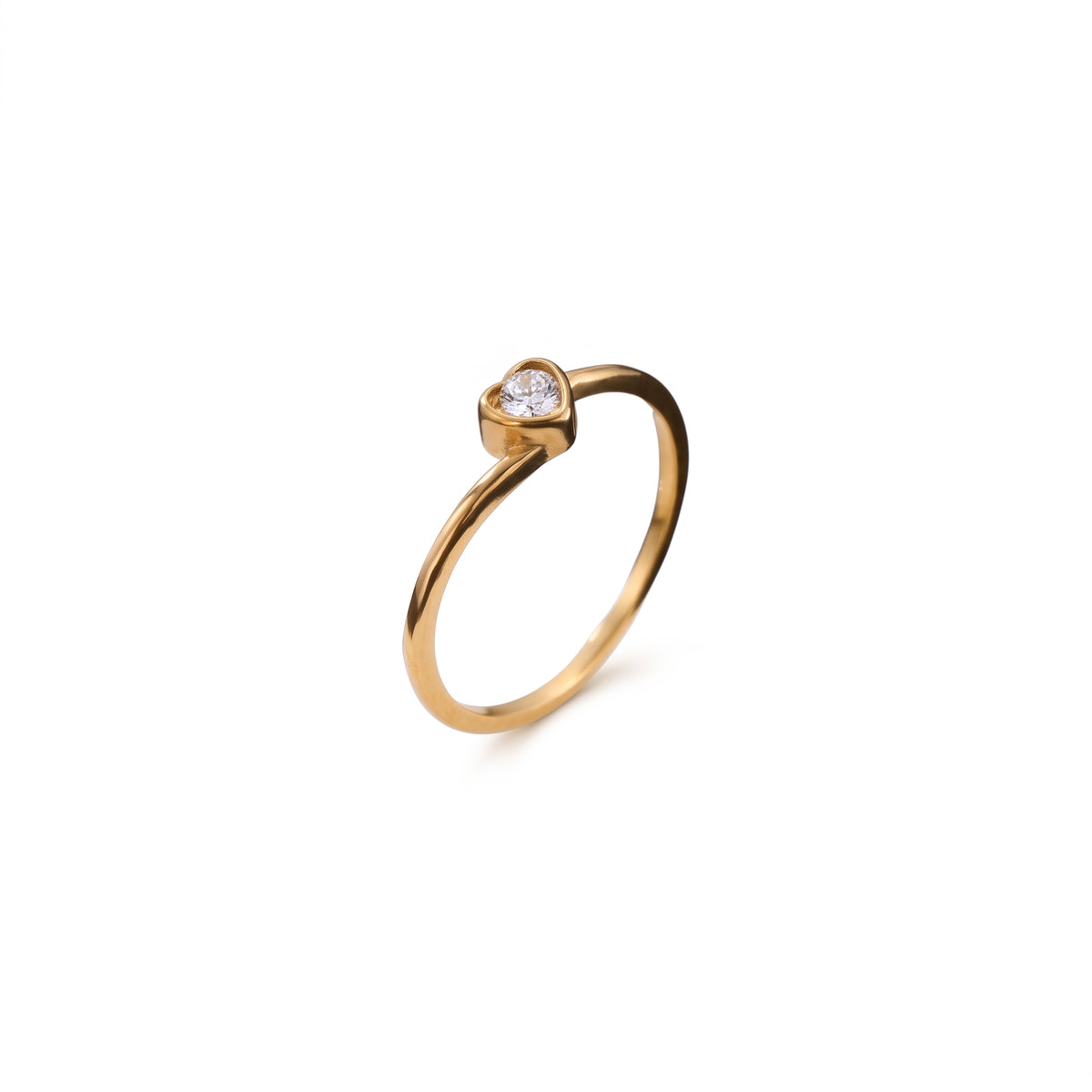 Anillo de Acero con Corazón y Zirconia