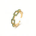 Anillo de Acero Ajustable con Eslabones y Zirconias