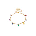 Pulsera de Acero con Dijes de Zirconia Multicolor